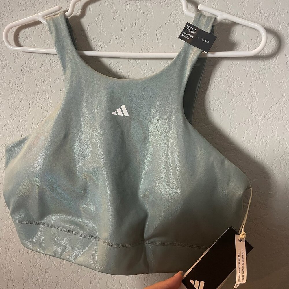 Adidas matching green sports bra and tank set size xl